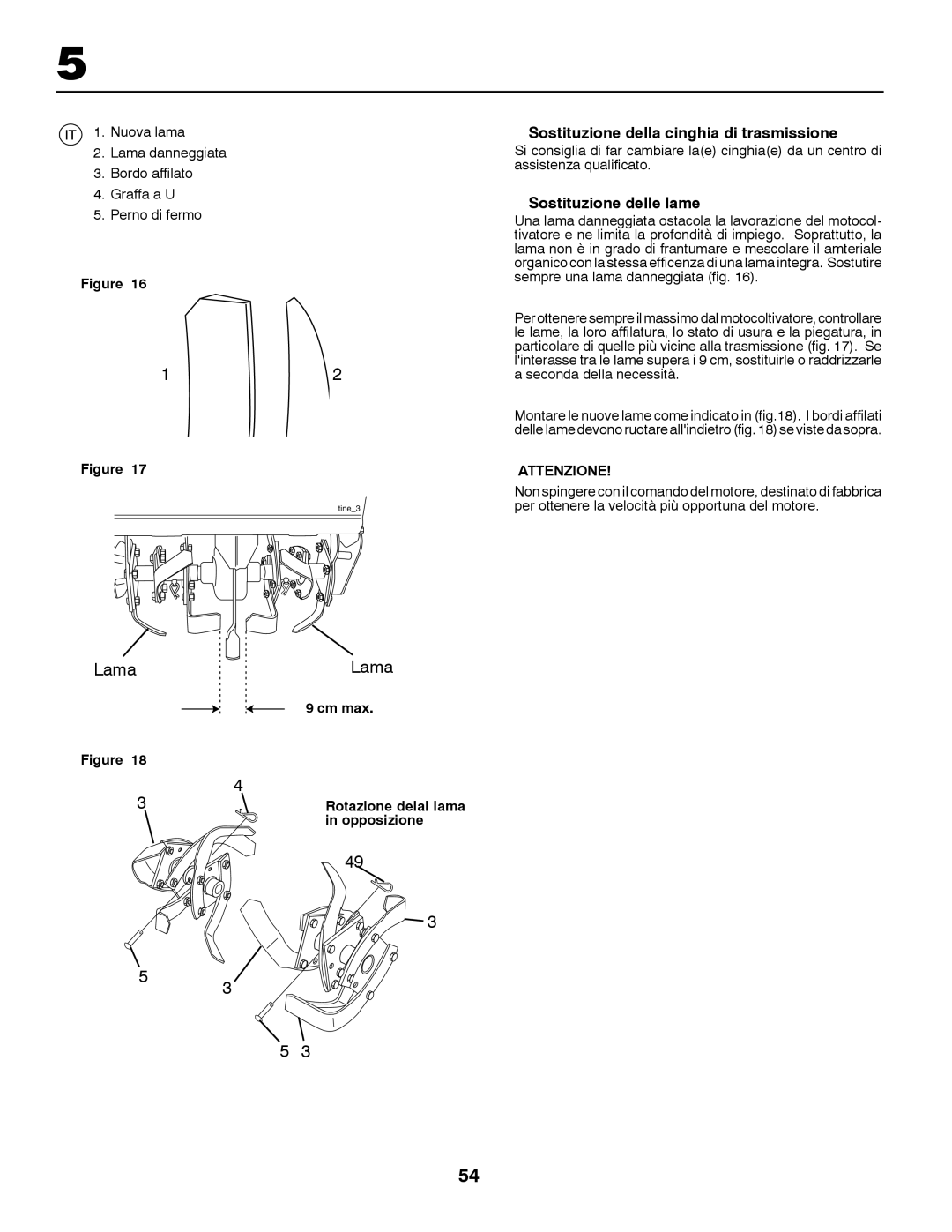 McCulloch MRT6 instruction manual Sostituzione della cinghia di trasmissione, Sostituzione delle lame 