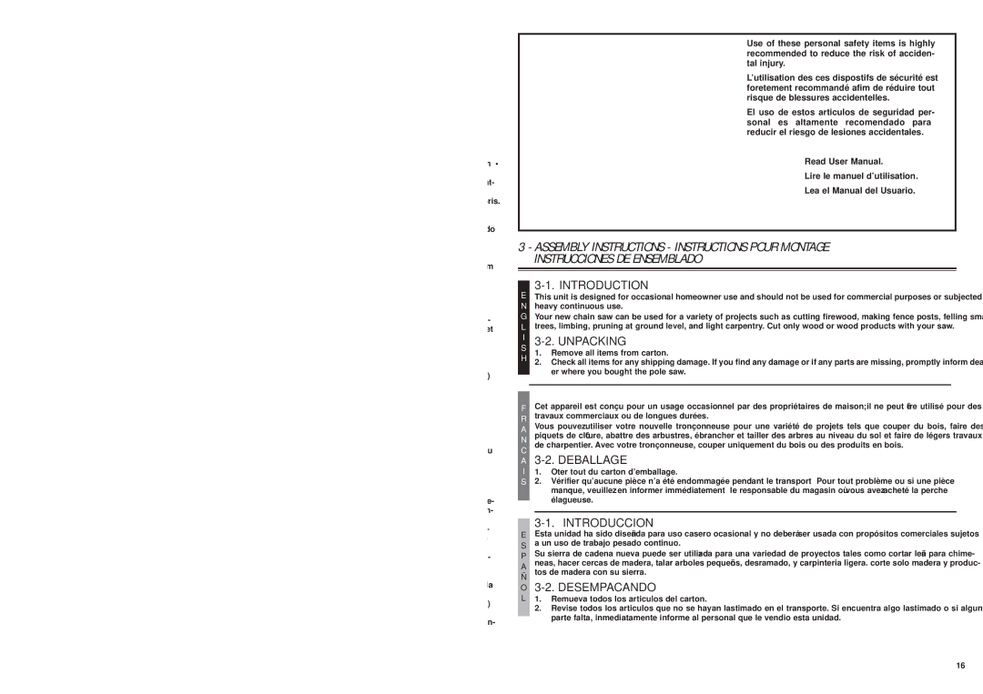 McCulloch MS0815P user manual Conserver CES Instructions, Guarde Estas Instrucciones 