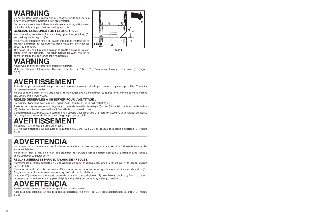 McCulloch MS1015P user manual General Guidelines for Felling Trees, Regles Generales a Observer Pour L’ABATTAGE 