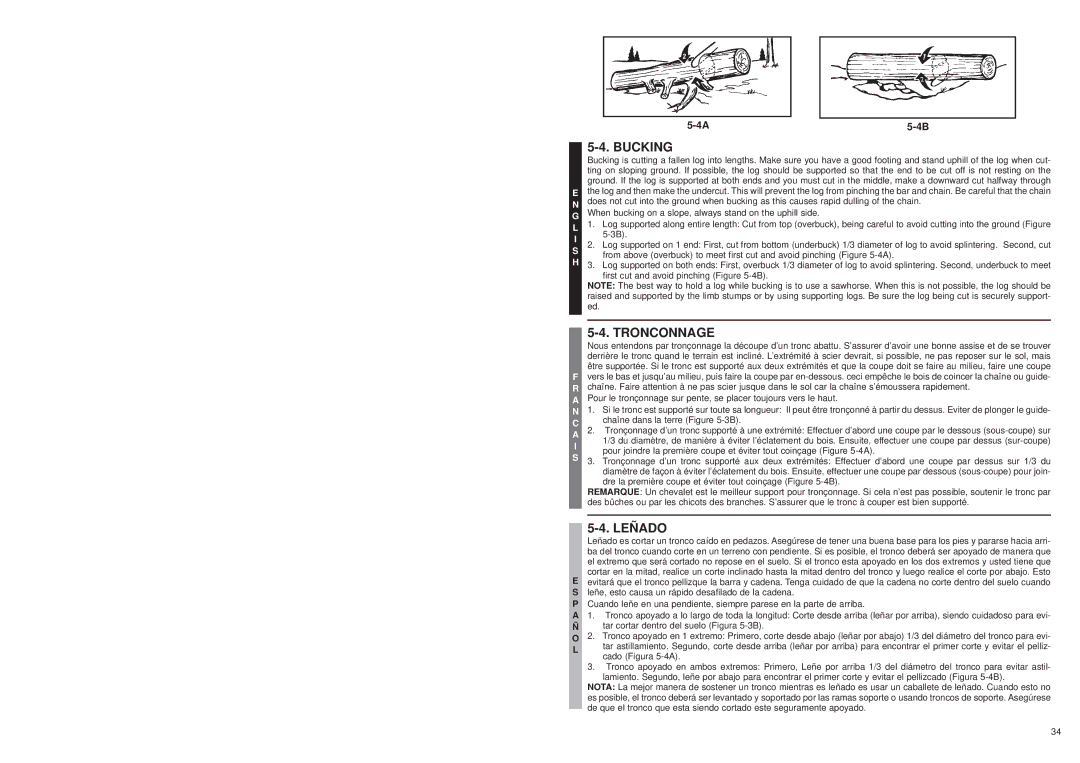 McCulloch MS1015P user manual Bucking, Tronconnage, Leñado 