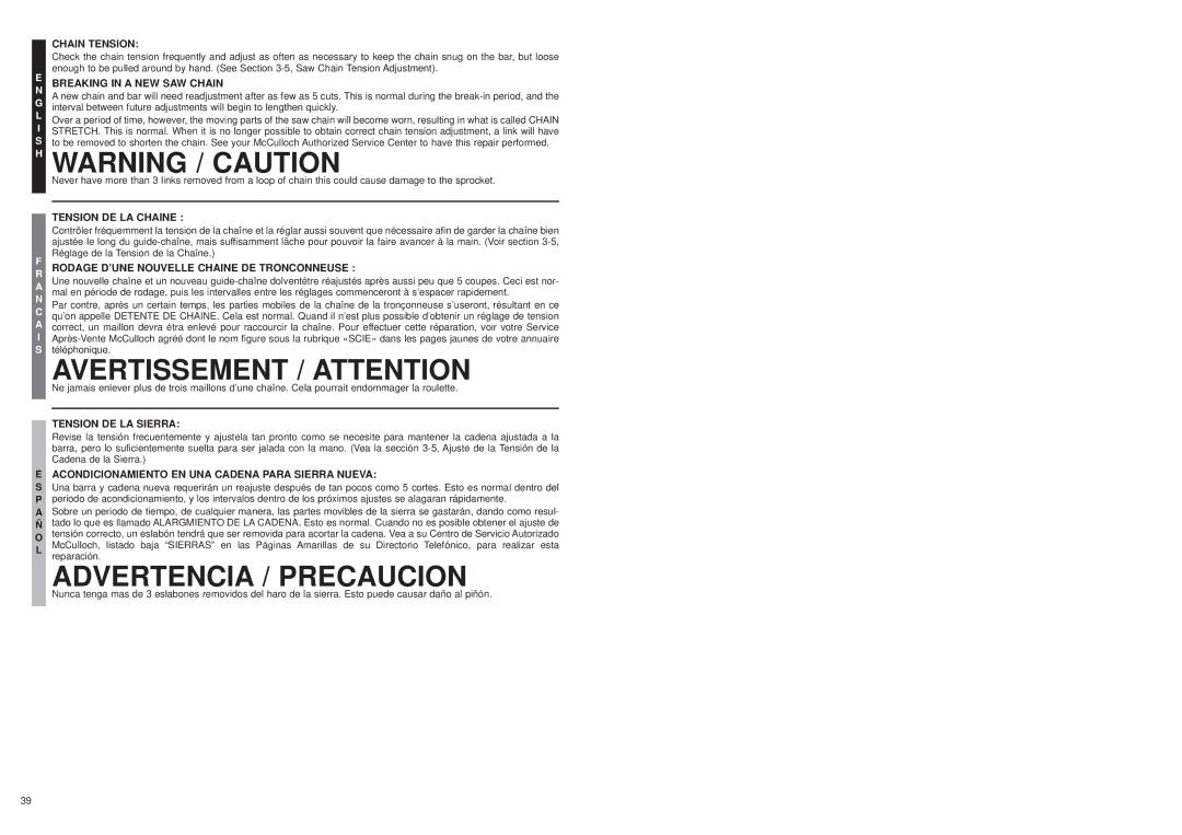 McCulloch MS1015P user manual 