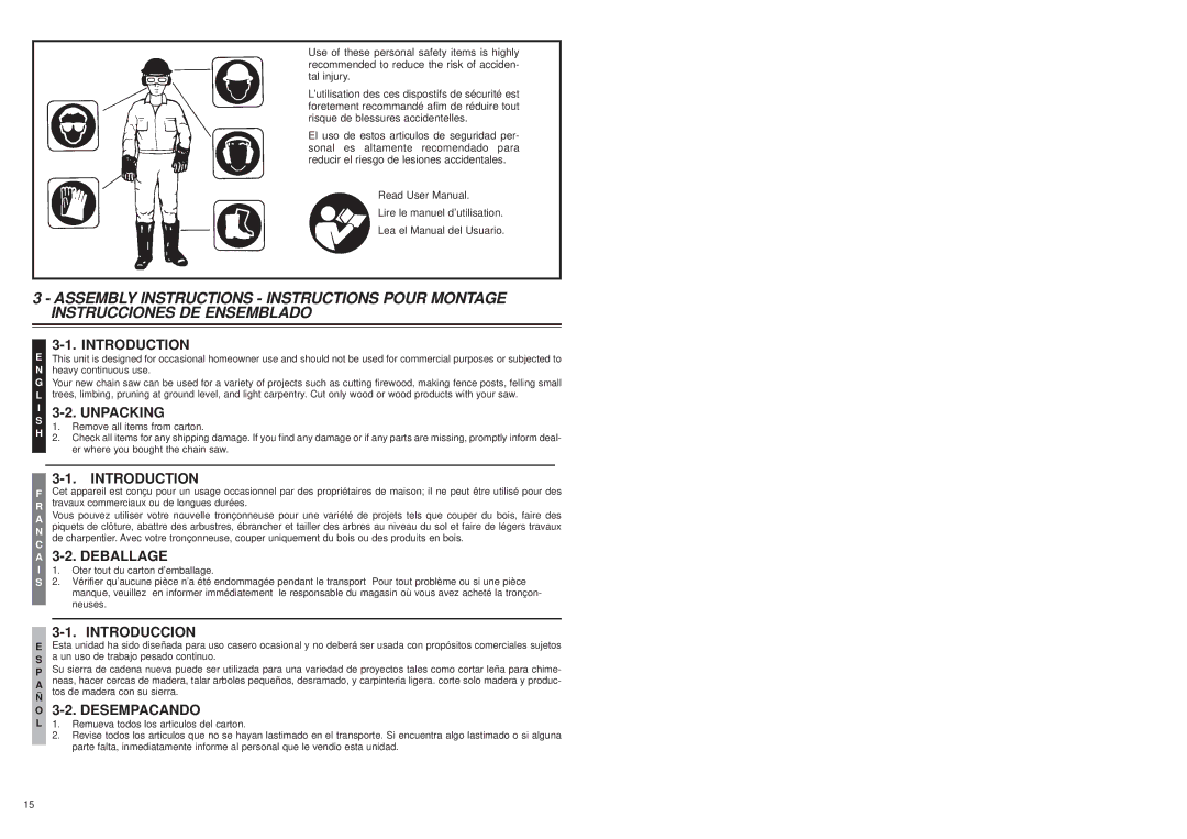 McCulloch MS1415, MS1215, MS1210 user manual 