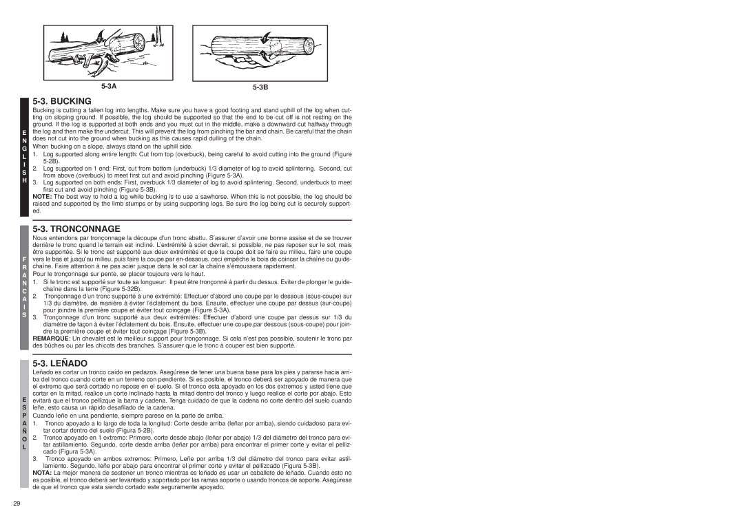 McCulloch MS1215, MS1415, MS1210 user manual Bucking, Tronconnage, Leñado 