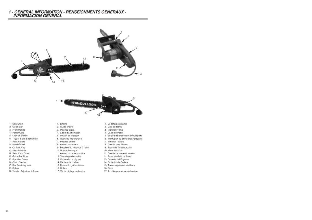 McCulloch MS1415, MS1215, MS1210 user manual 