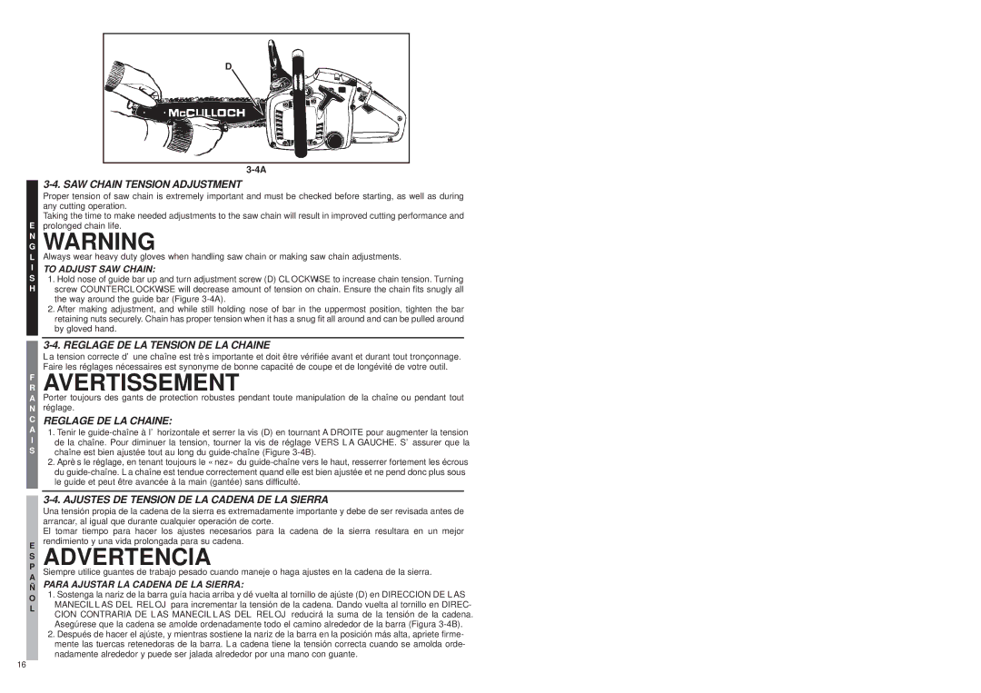 McCulloch MS1432 user manual 