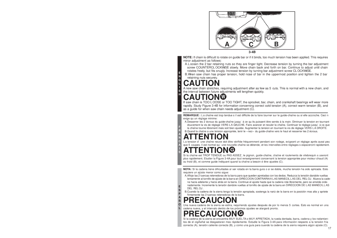 McCulloch MS1432 user manual Precaucion 