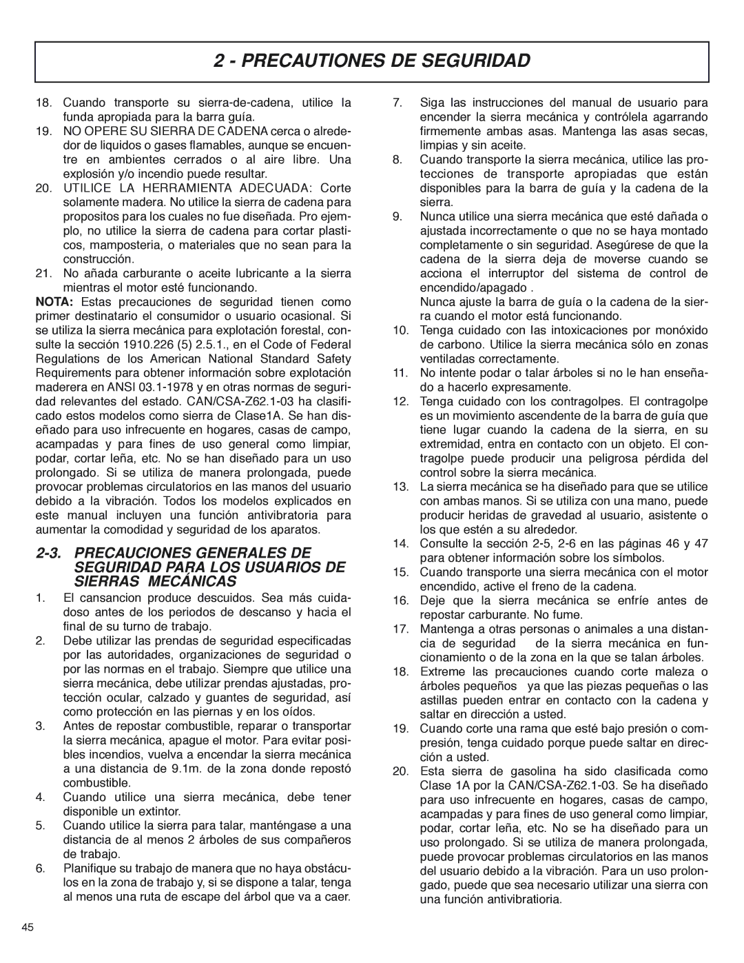 McCulloch MS4016PAVCC, MS4018PAVCC user manual Precautiones DE Seguridad 