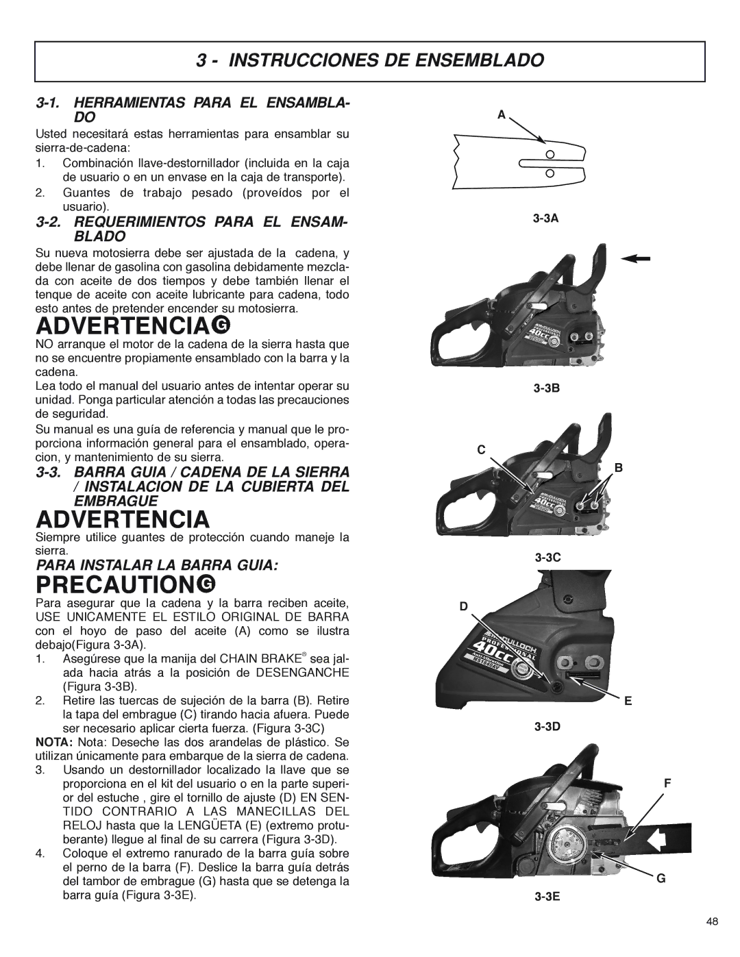 McCulloch MS4016PAVCC, MS4018PAVCC user manual Instrucciones DE Ensemblado, Herramientas Para EL ENSAMBLA- do 