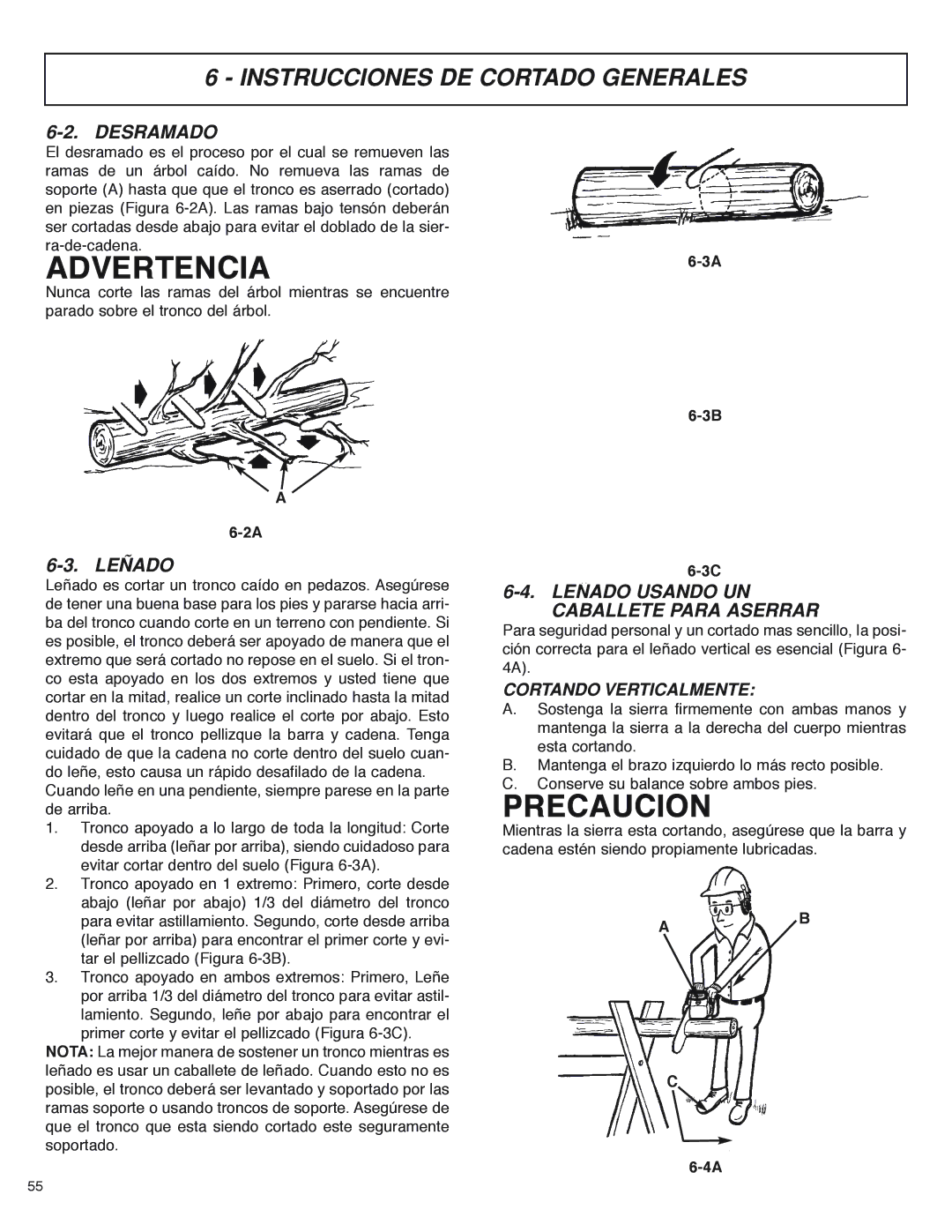 McCulloch MS4016PAVCC, MS4018PAVCC Desramado, Leñado Usando UN Caballete Para Aserrar, Cortando Verticalmente 