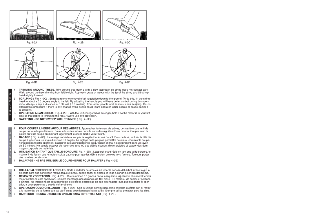 McCulloch MT2027, MT2026 Sweeping do not Sweep with Trimmer -2E, Balayage NE PAS Utiliser LE COUPE-HERBE Pour Balayer -2E 