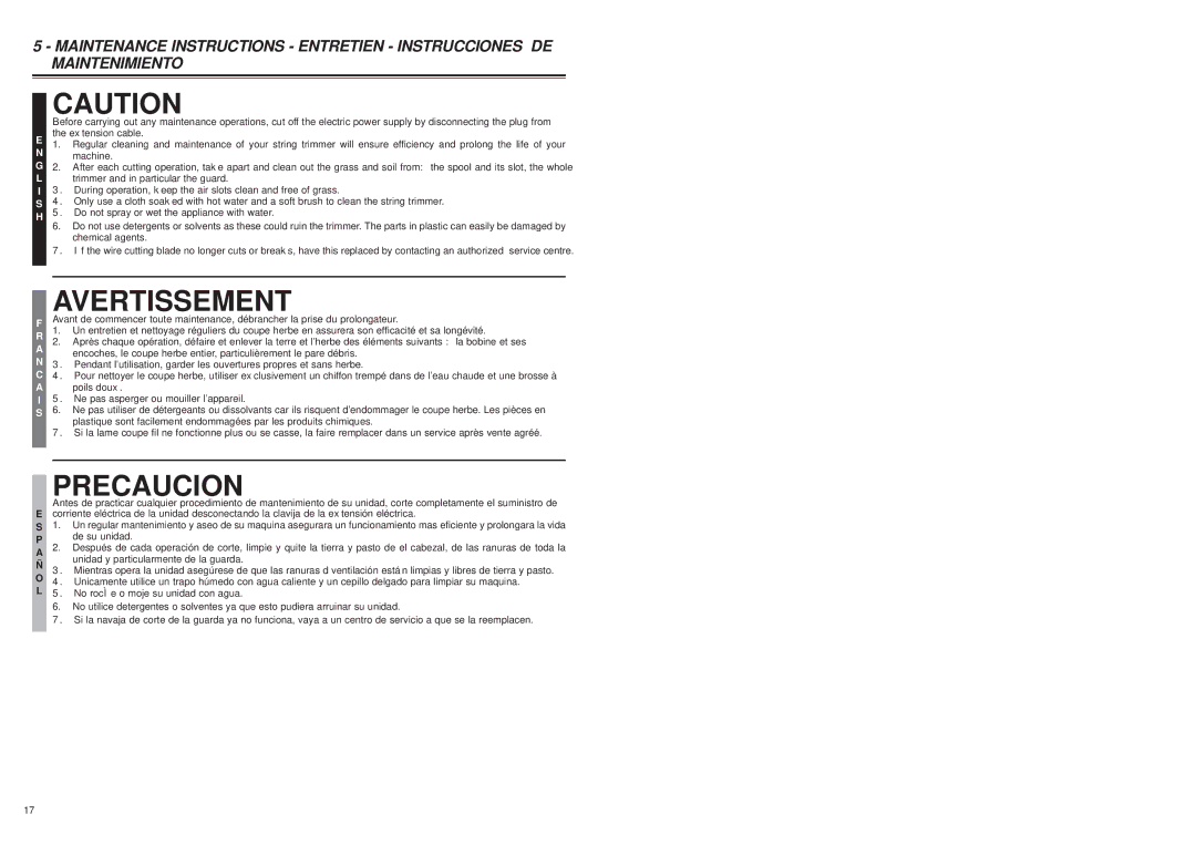 McCulloch MT2027, MT2026 user manual Precaucion 