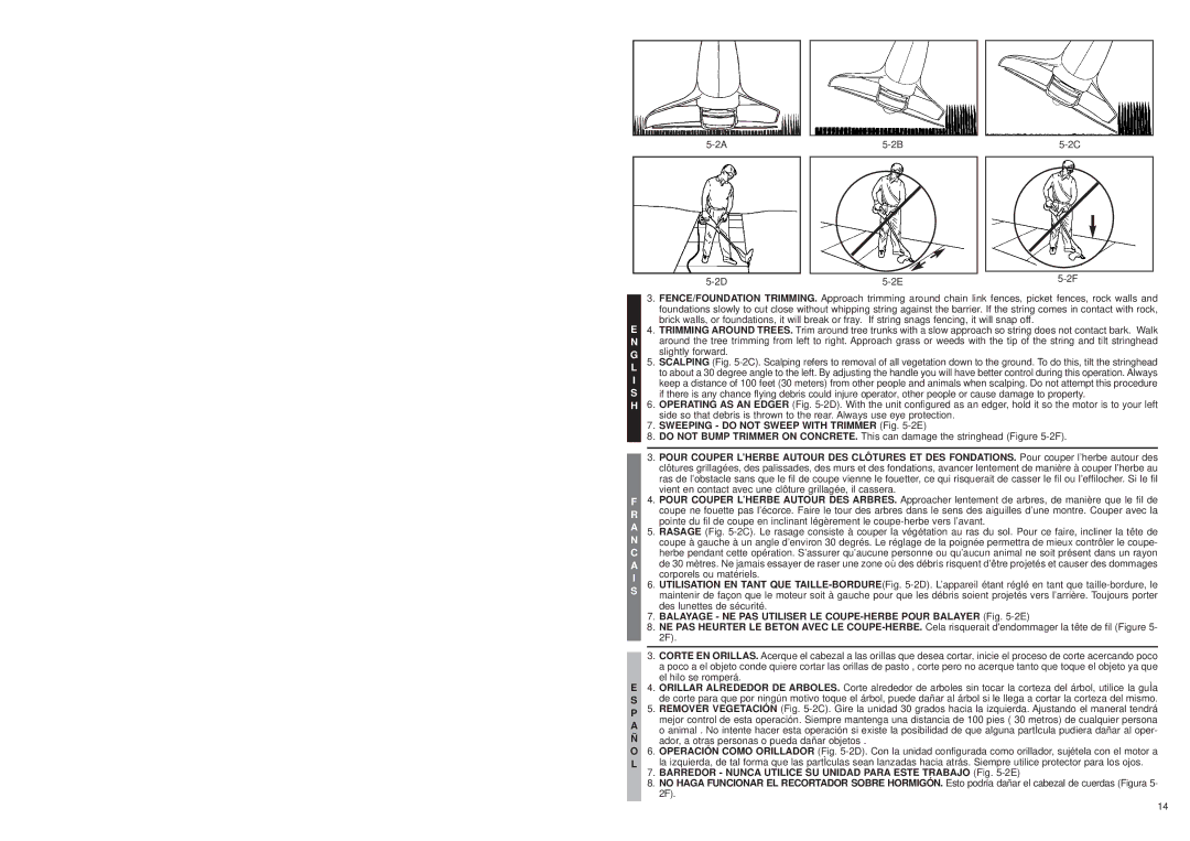 McCulloch MT202A13, MT202A11, MT202A15 user manual Sweeping do not Sweep with Trimmer -2E 