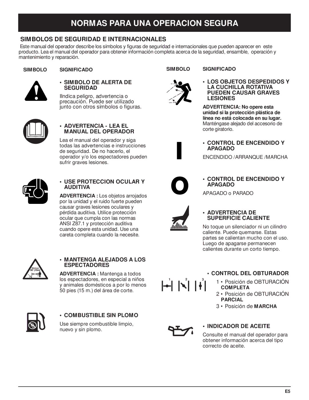 McCulloch MT705 manual Simbolos DE Seguridad E Internacionales 