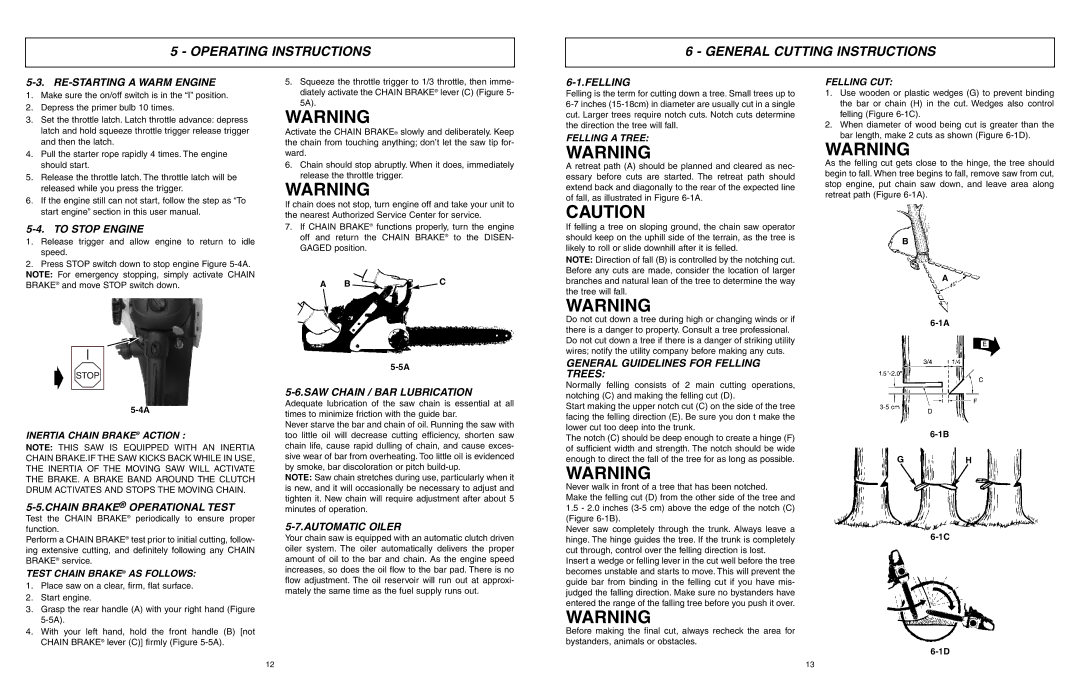 McCulloch MXC1840DH, MXC1640DK, MXC1640DH user manual Operating Instructions General Cutting Instructions 