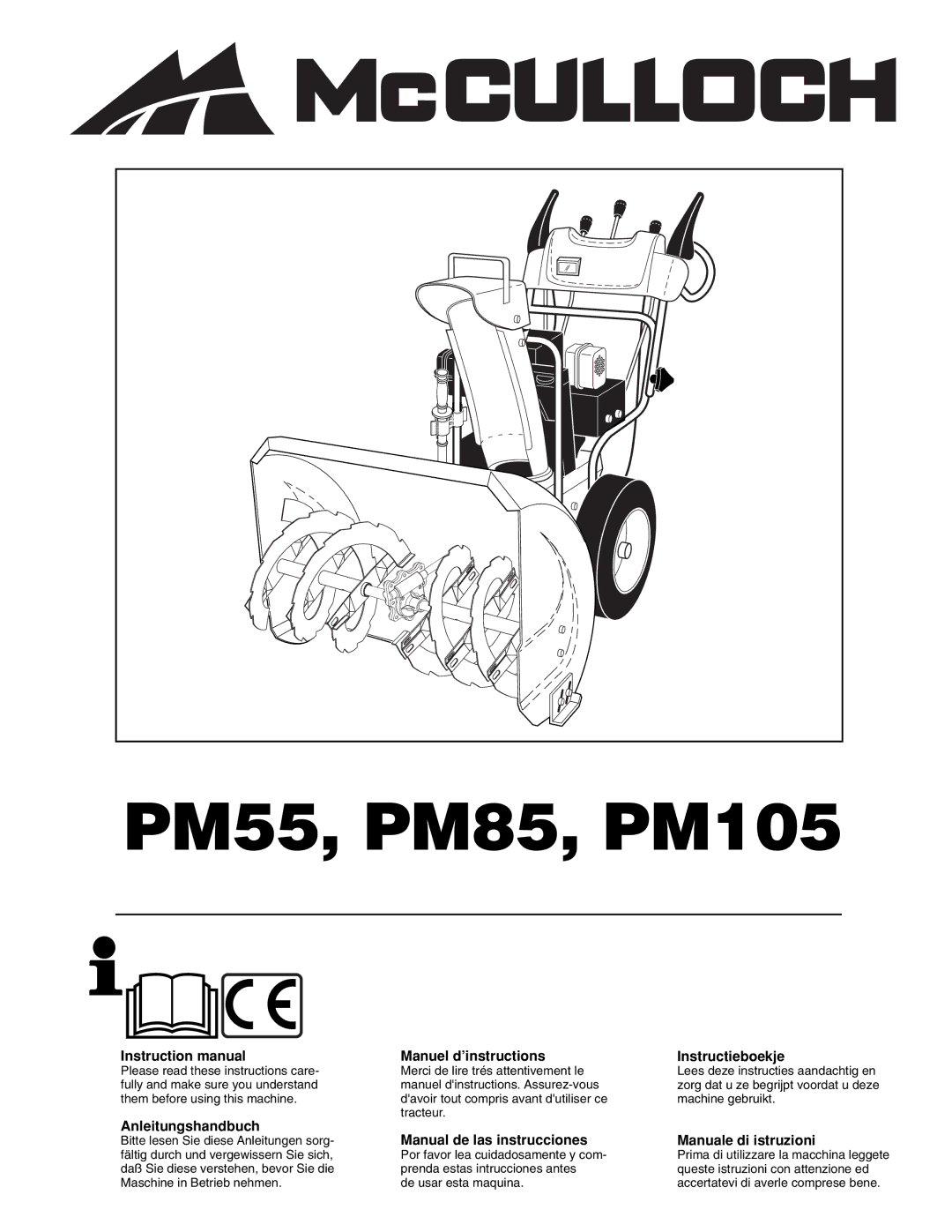 McCulloch instruction manual PM55, PM85, PM105 