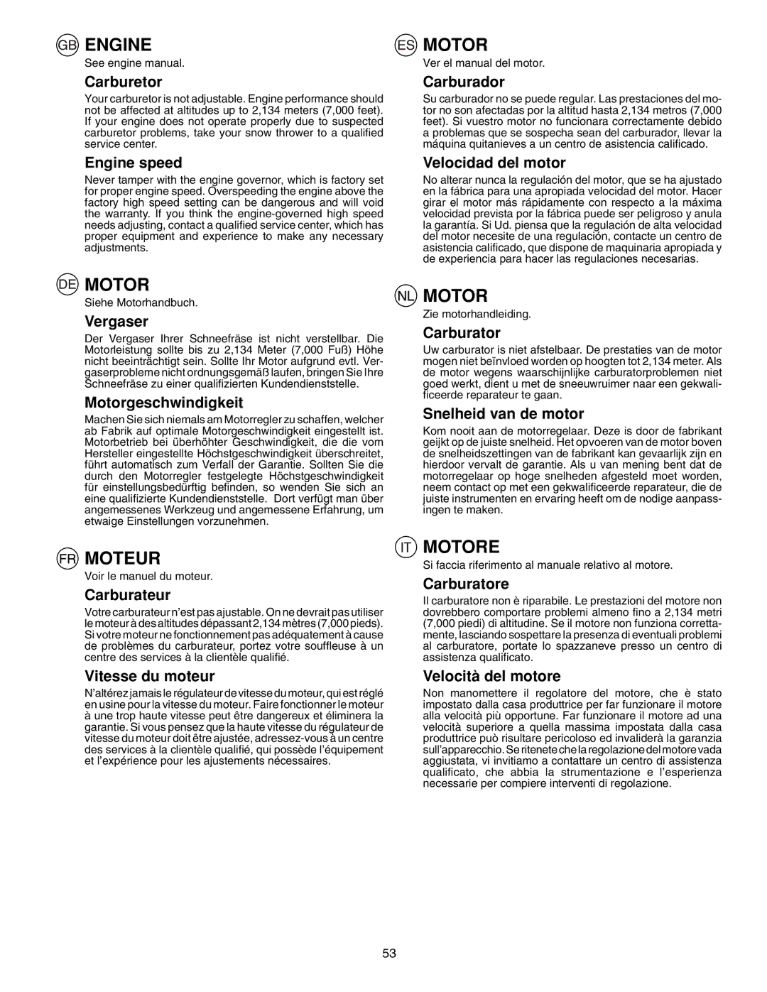 McCulloch PM105, PM55, PM85 instruction manual Engine Motor 