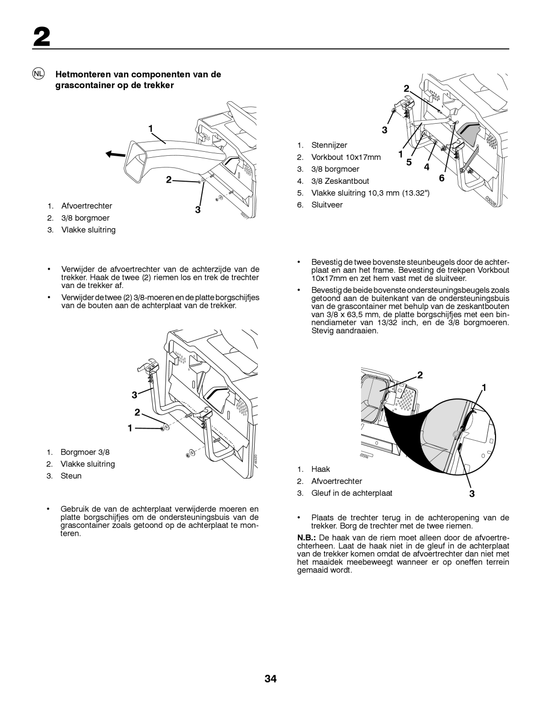 McCulloch PF1292RB, RB135B92, LZ13592RBK, LZ1292RB, MBA14592BRK Afvoertrechter Borgmoer, Borgmoer 3/8, Vlakke sluitring 