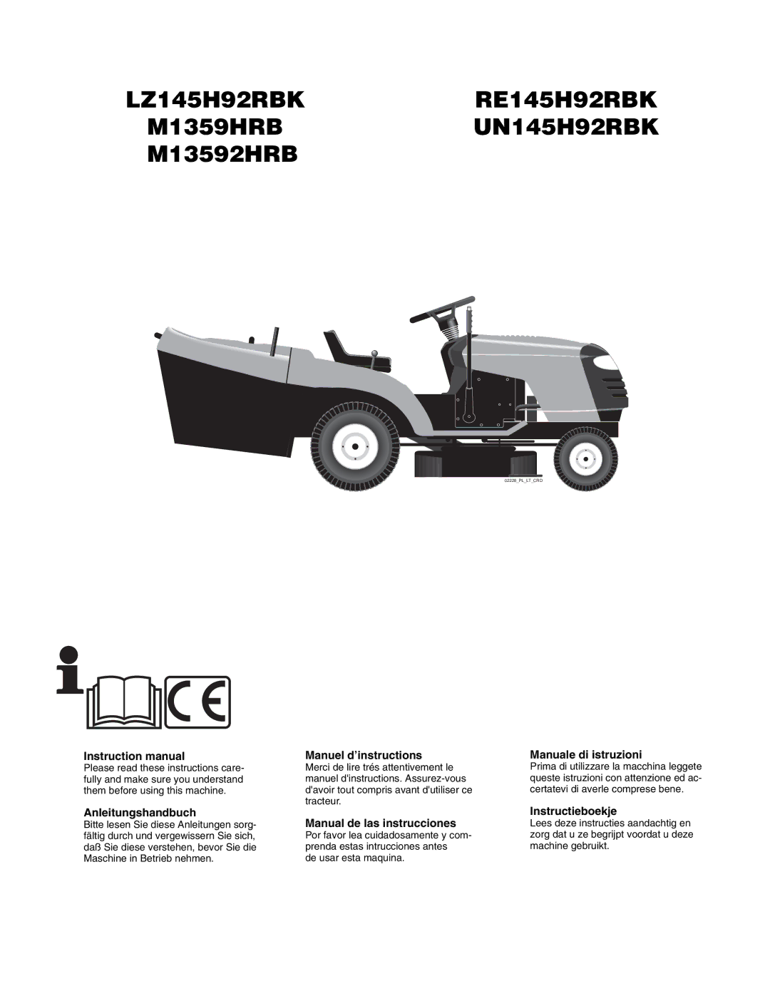 McCulloch M13592HRB, UN145H92RBK, M1359HRB instruction manual LZ145H92RBKRE145H92RBK 