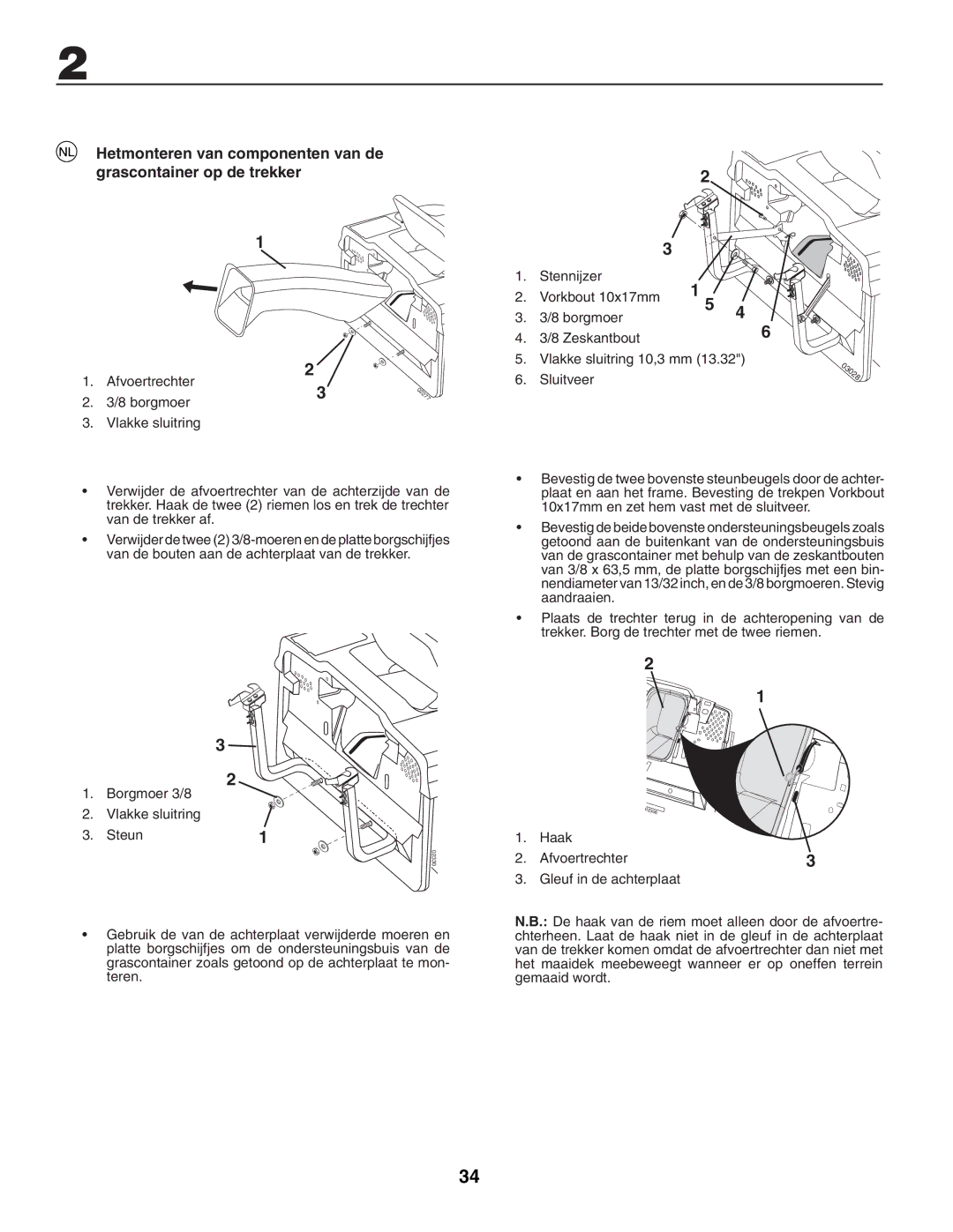 McCulloch RE145H92RBK, UN145H92RBK Borgmoer 3/8 Vlakke sluitring Steun, Borgmoer Zeskantbout Vlakke sluitring 10,3 mm 