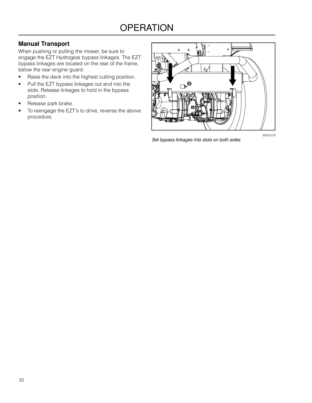McCulloch ZM3016BF/966564001 manual operation, Manual Transport 