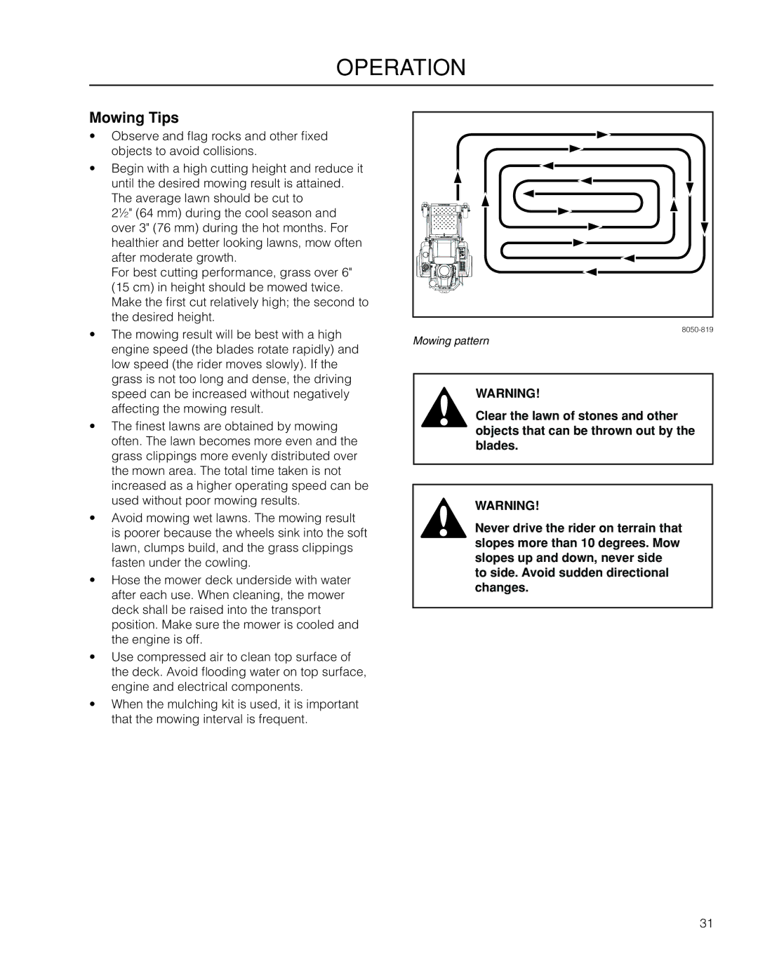 McCulloch 966564101, ZM4619 manual Mowing Tips 