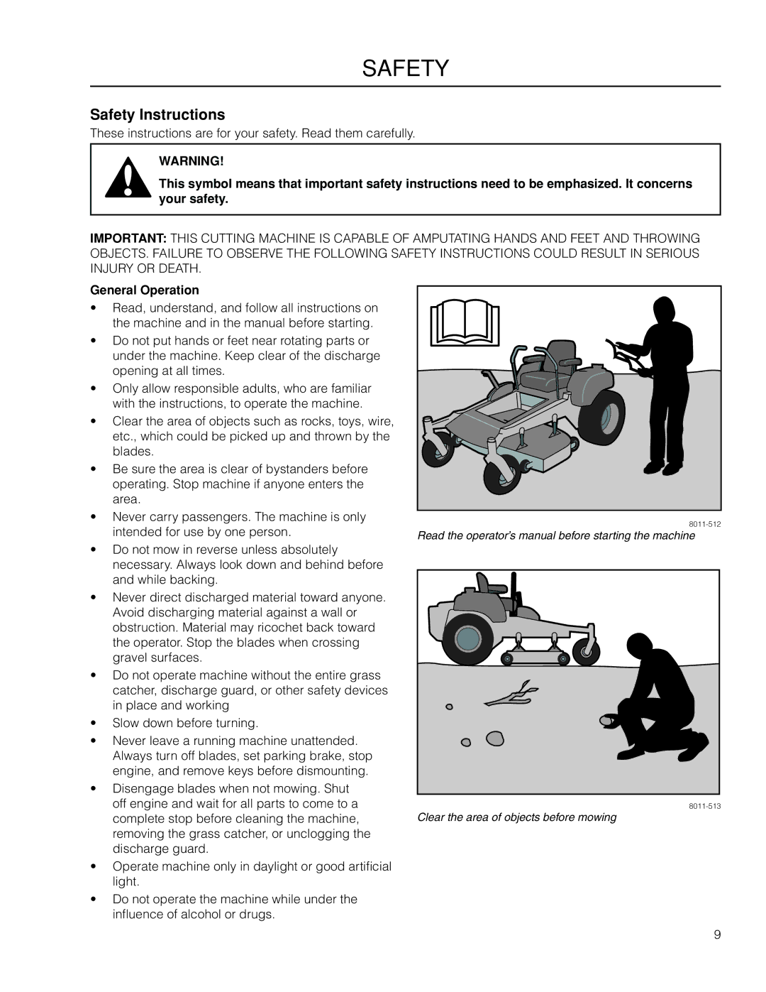 McCulloch 966564101, ZM4619 manual Safety Instructions, General Operation 