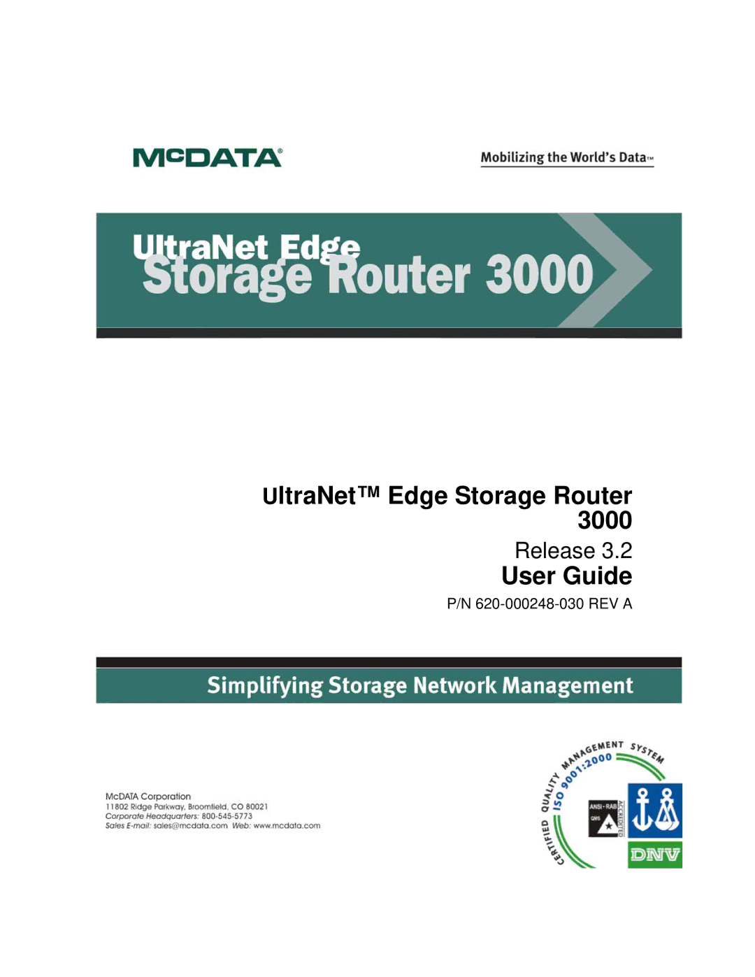 McDATA 3000 manual User Guide 