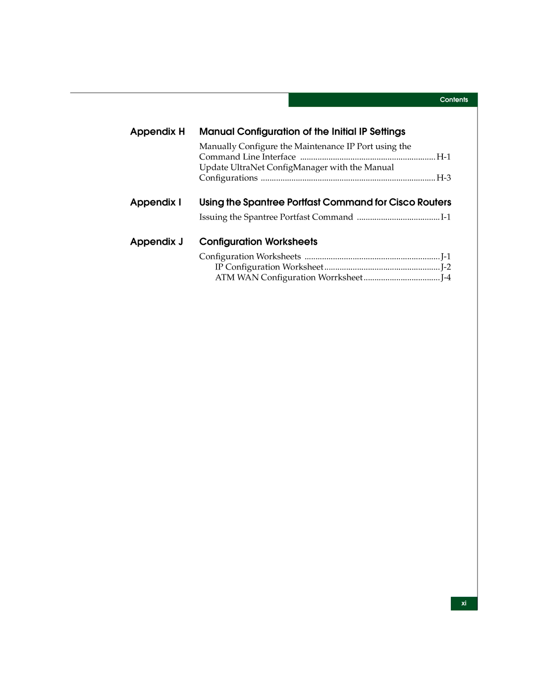 McDATA 3000 manual Appendix H Manual Configuration of the Initial IP Settings, Appendix J Configuration Worksheets 