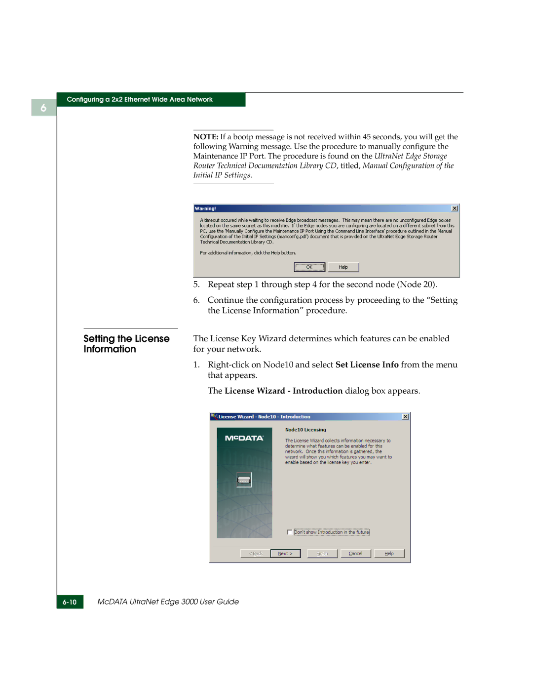 McDATA 3000 manual Repeat through for the second node Node, License Information procedure 