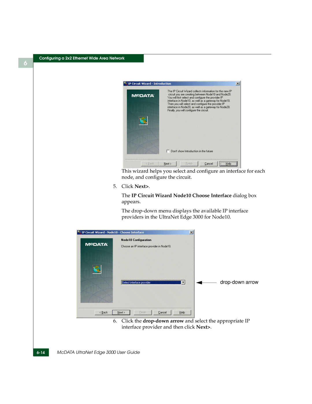 McDATA 3000 manual IP Circuit Wizard Node10 Choose Interface dialog box appears 