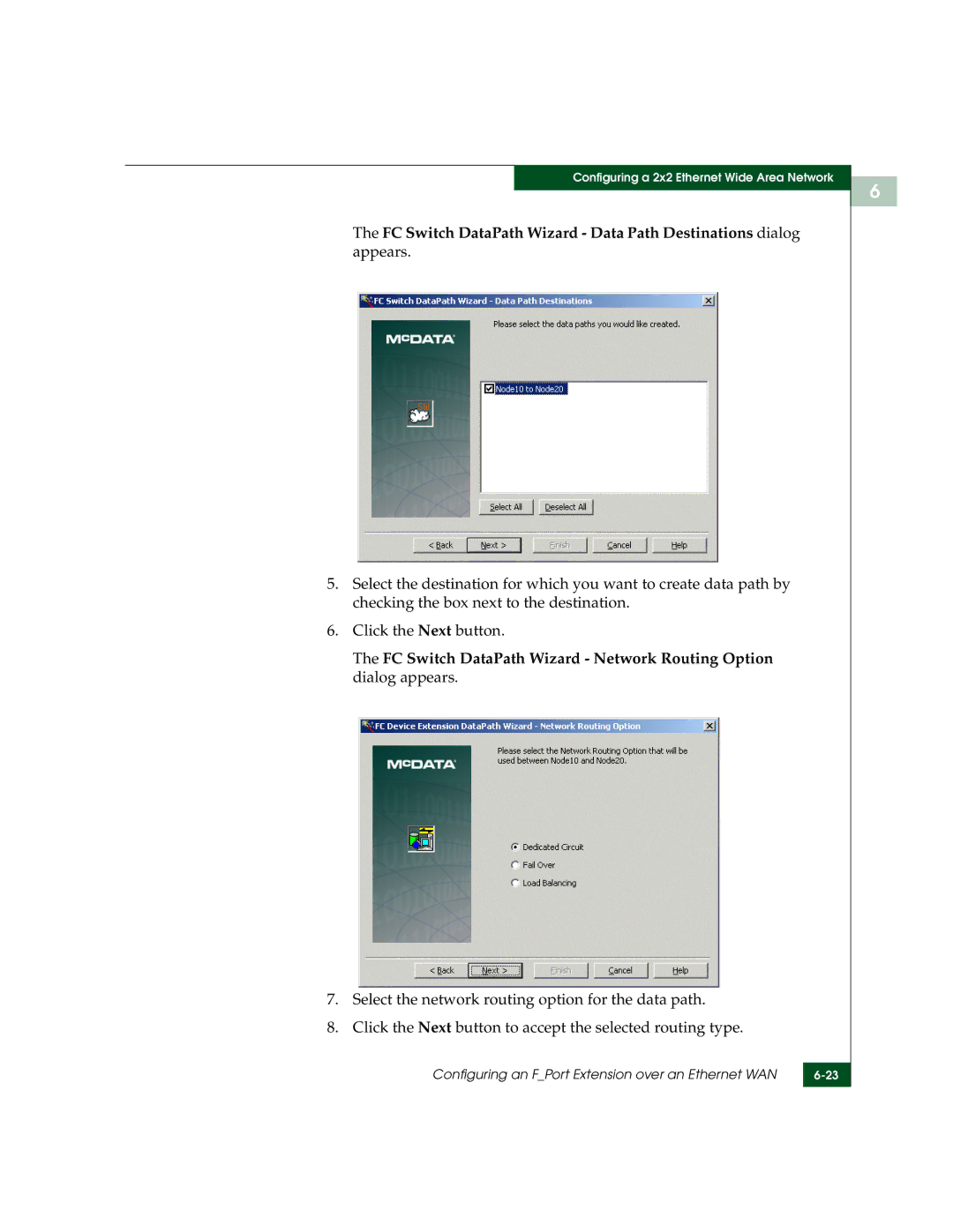 McDATA 3000 manual Configuring an FPort Extension over an Ethernet WAN 