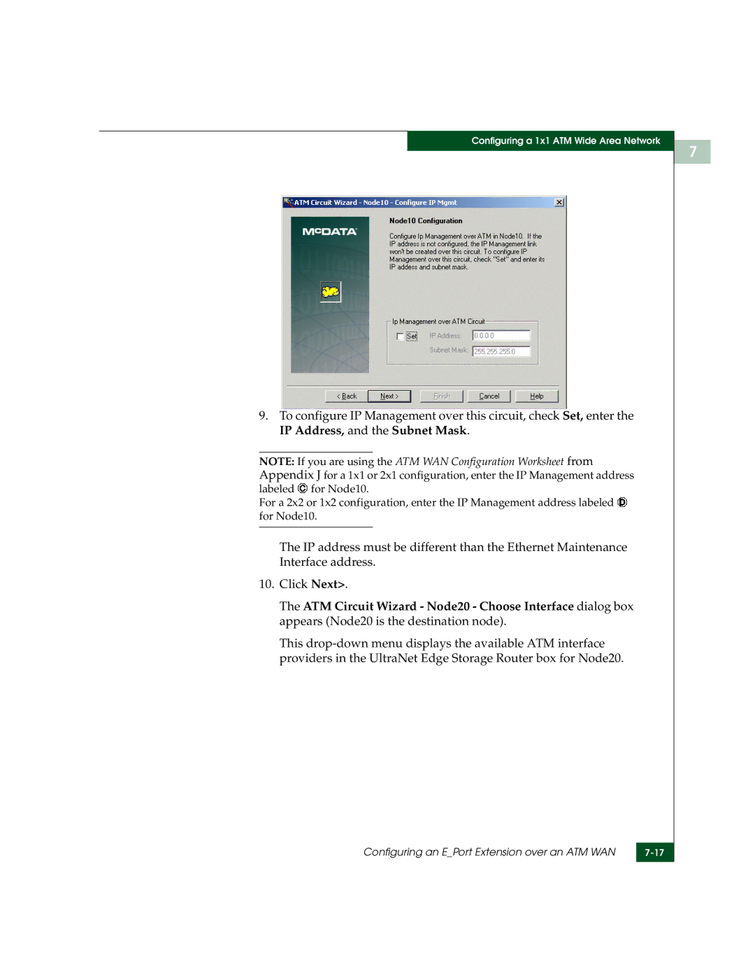 McDATA 3000 manual Configuring an EPort Extension over an ATM WAN 