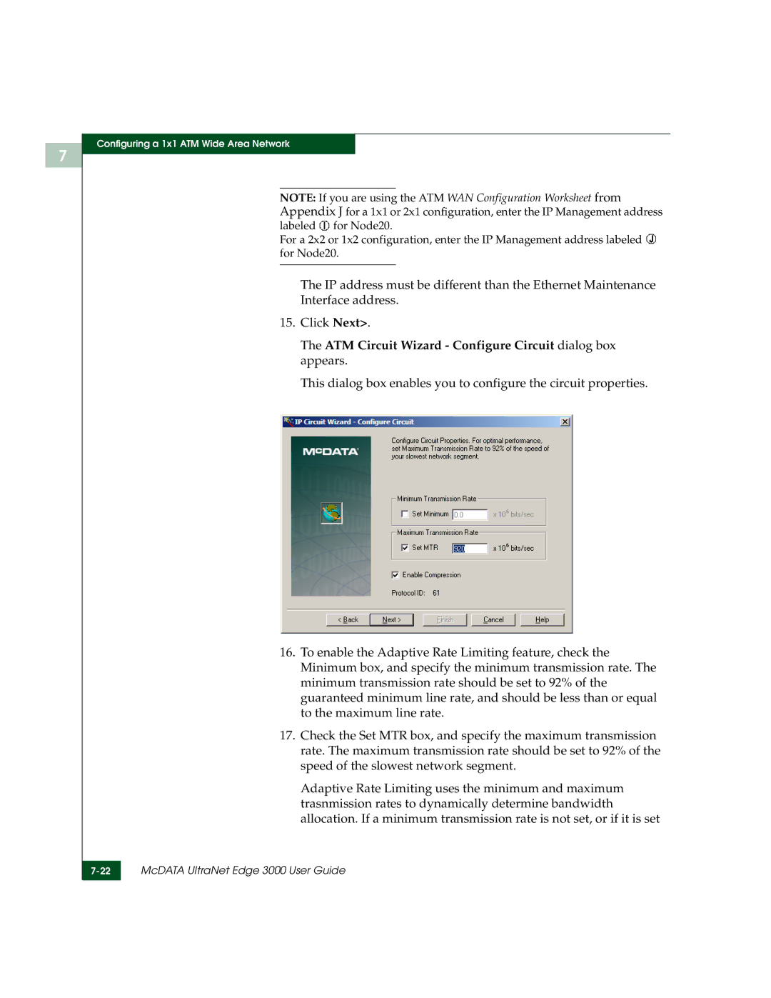 McDATA 3000 manual ATM Circuit Wizard Configure Circuit dialog box appears 