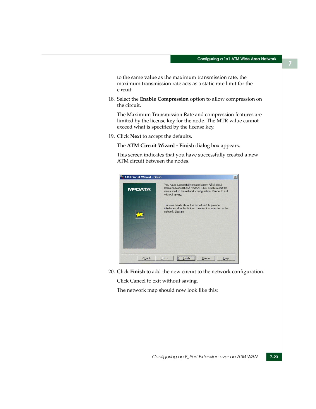 McDATA 3000 manual ATM Circuit Wizard Finish dialog box appears 