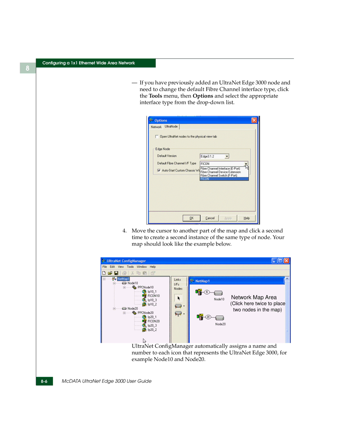 McDATA 3000 manual Network Map Area 