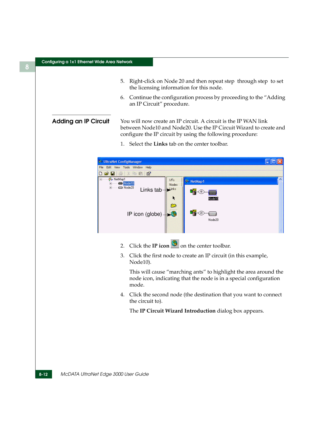 McDATA 3000 manual IP Circuit Wizard Introduction dialog box appears 