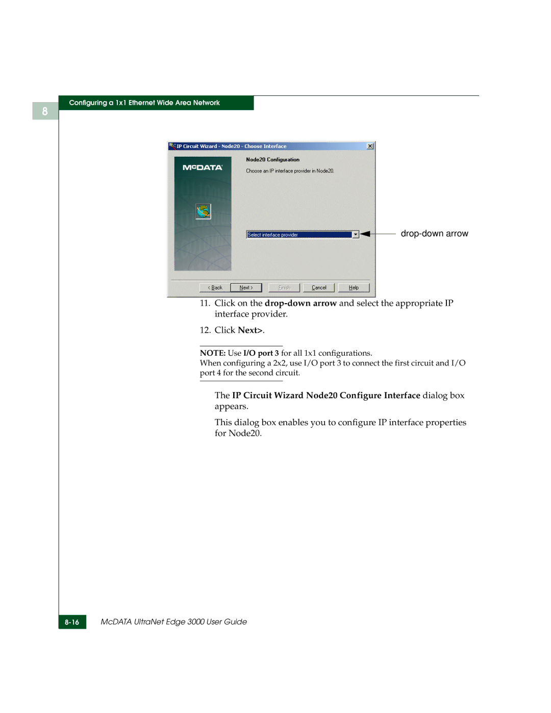 McDATA 3000 manual Drop-down arrow 