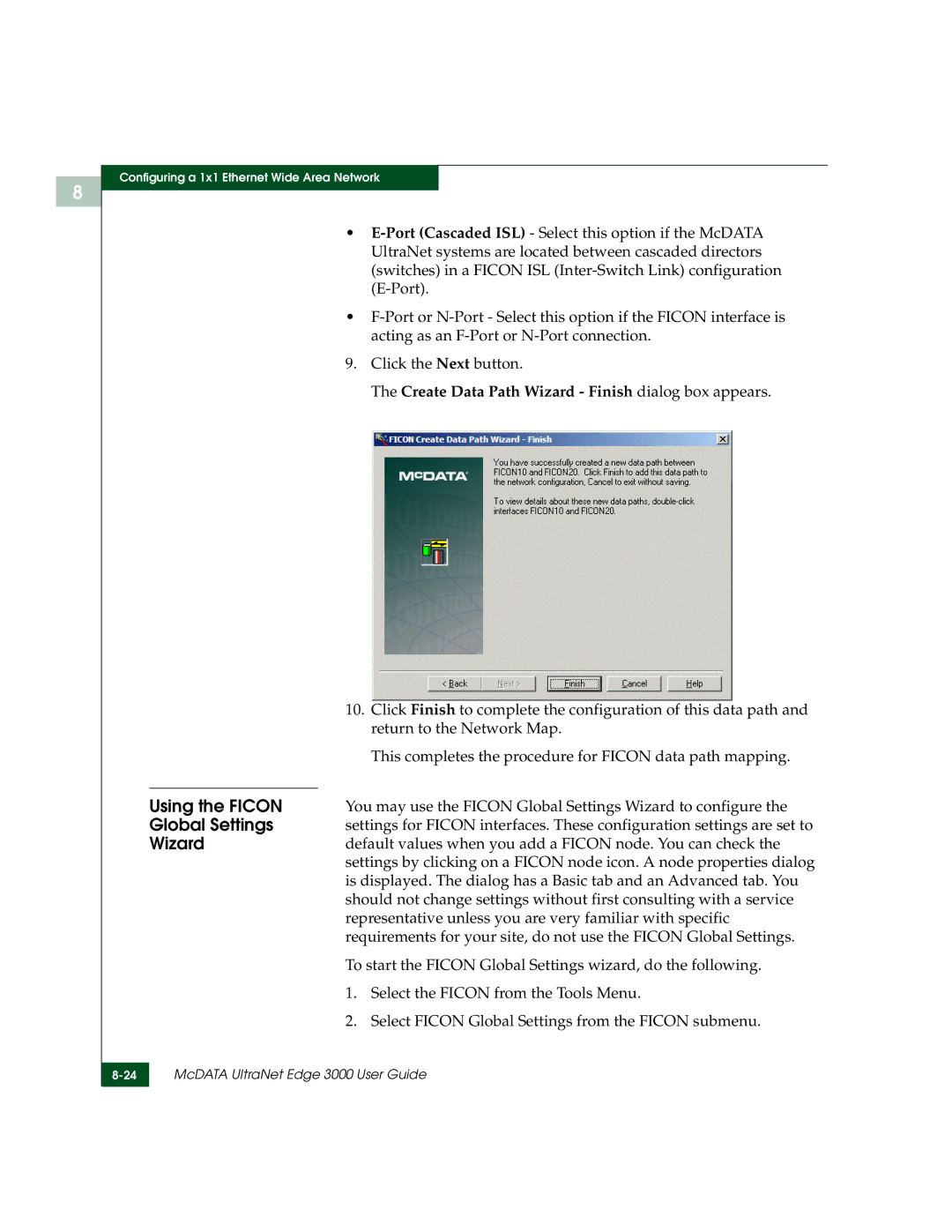 McDATA 3000 manual Using the Ficon, Global Settings, Wizard 