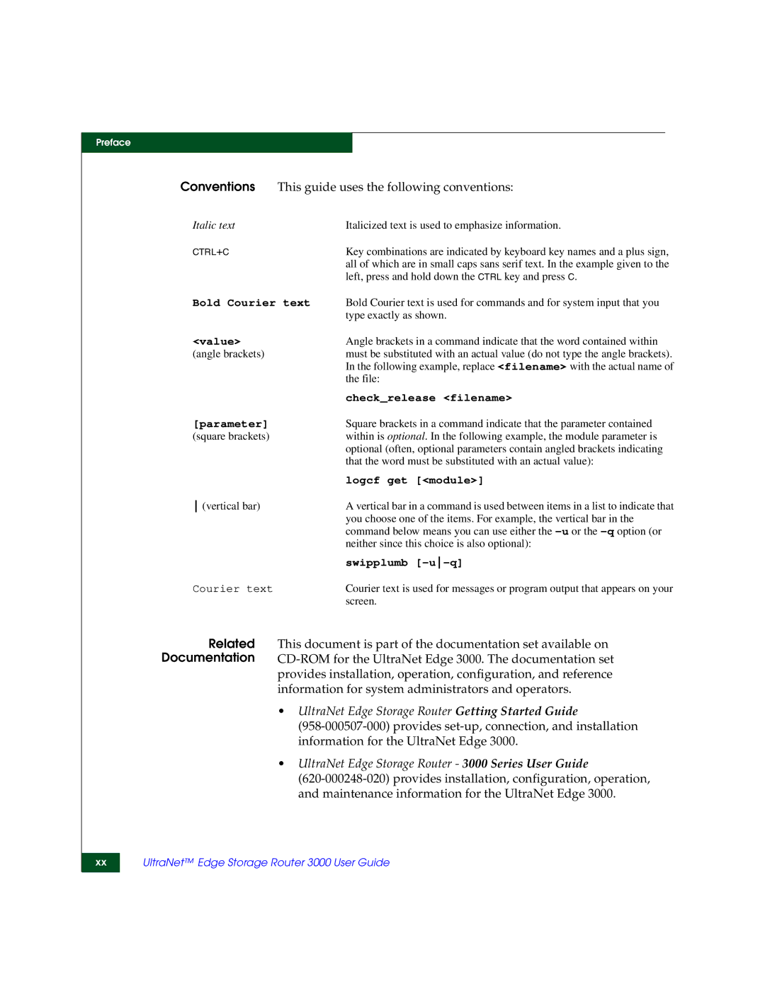 McDATA 3000 manual Conventions This guide uses the following conventions, Related Documentation 