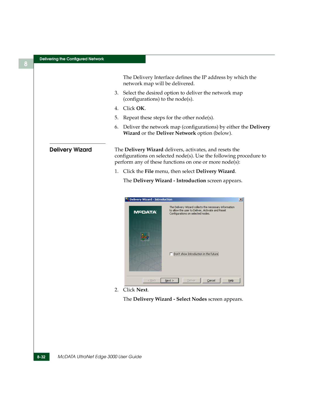 McDATA 3000 manual Delivery Wizard 