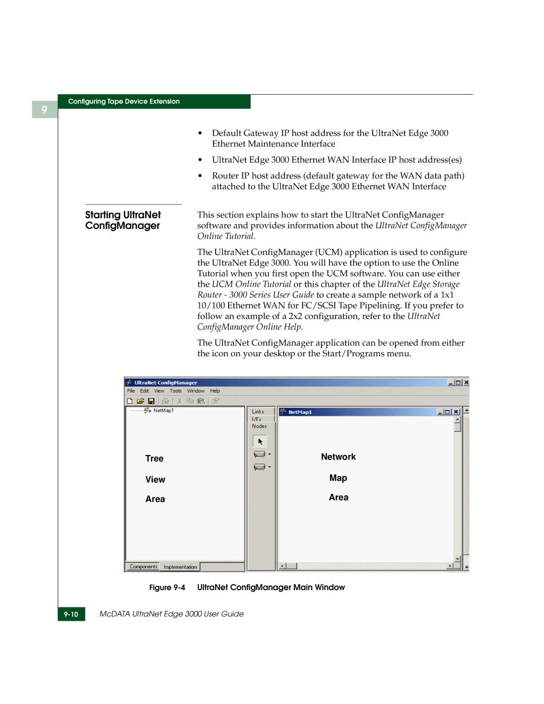 McDATA 3000 manual Default Gateway IP host address for the UltraNet Edge, Ethernet Maintenance Interface 