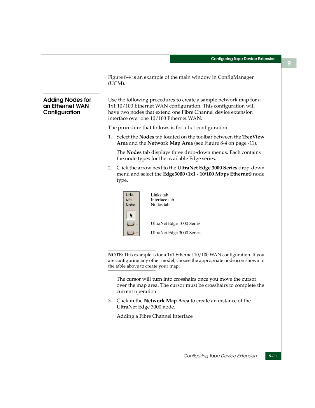 McDATA manual Menu and select the Edge3000 1x1 10/100 Mbps Ethernet node, Type 