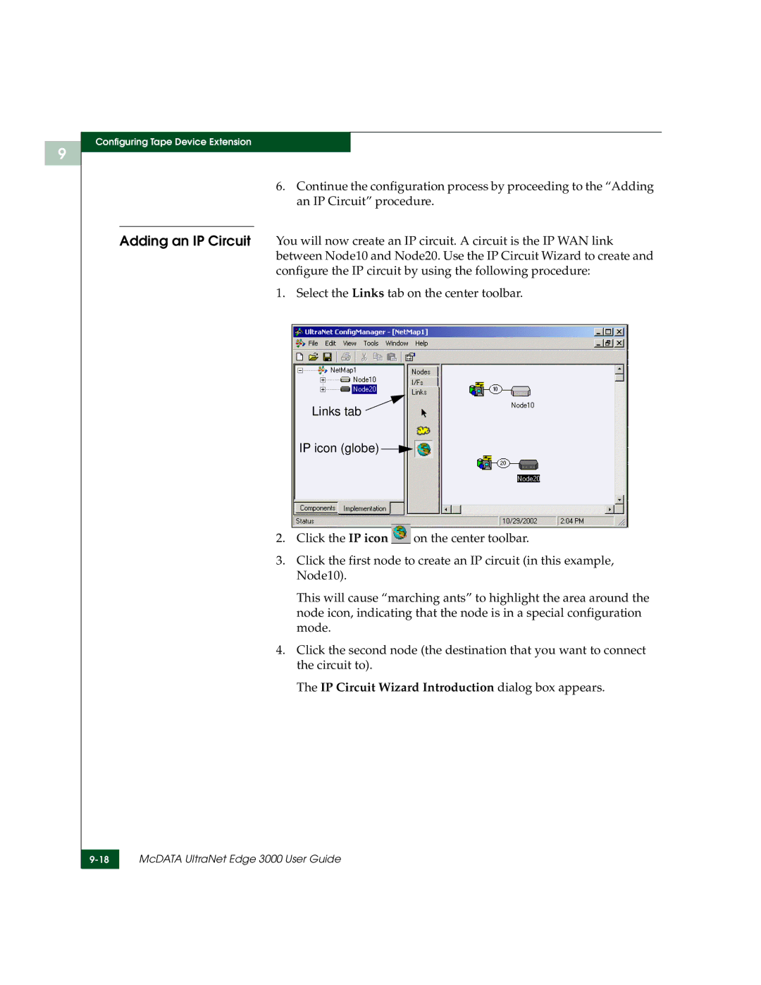 McDATA 3000 manual IP Circuit Wizard Introduction dialog box appears 