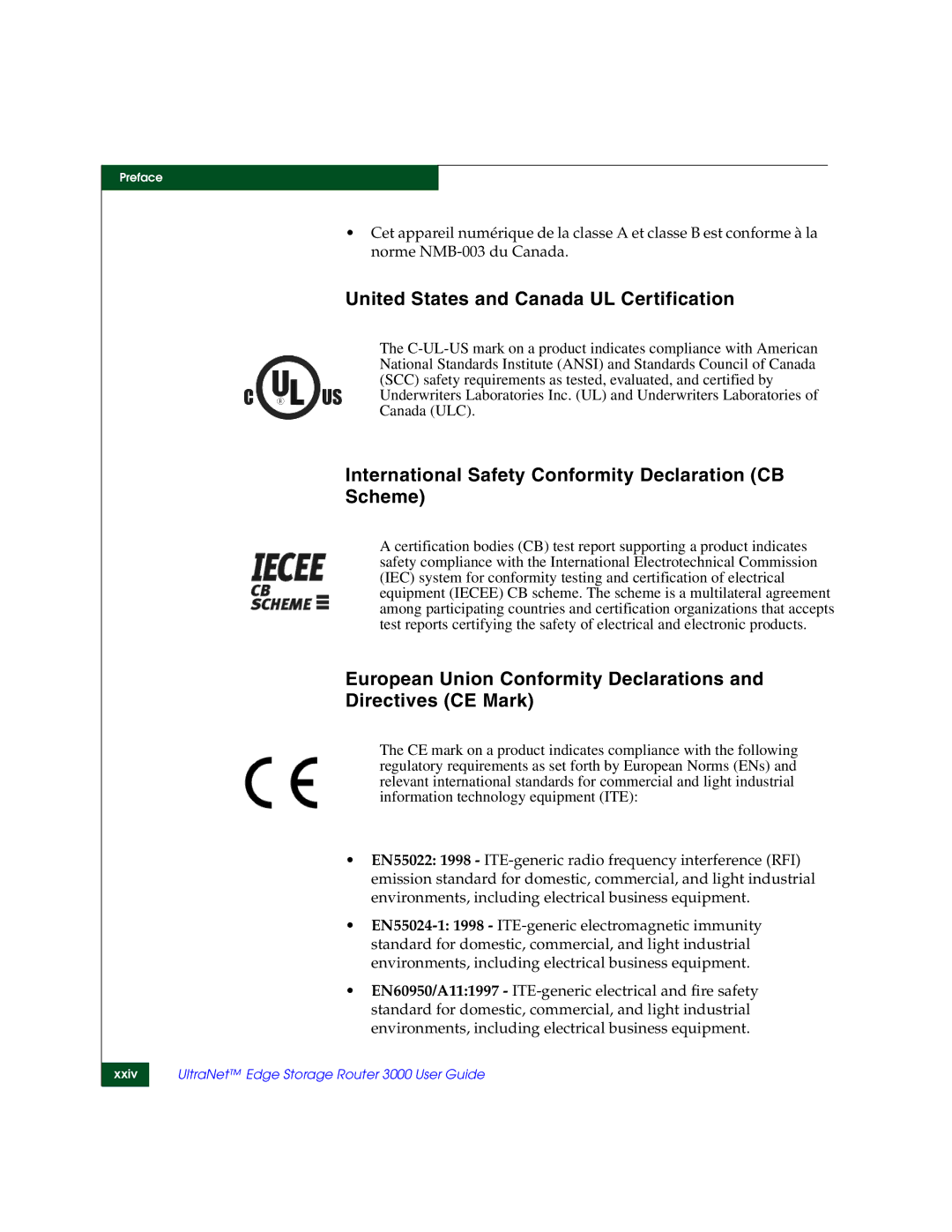 McDATA 3000 manual United States and Canada UL Certification 