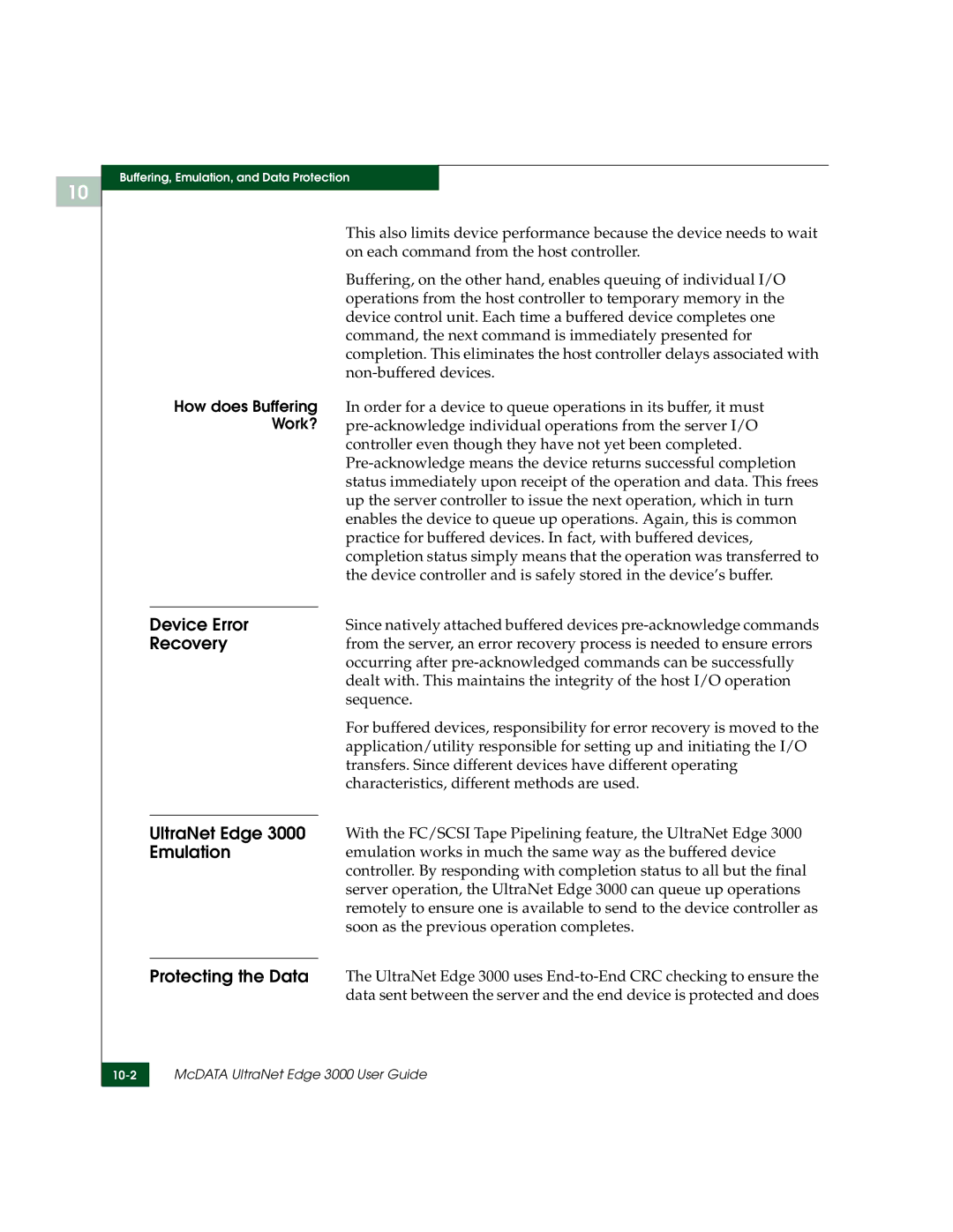 McDATA manual Device Error Recovery UltraNet Edge 3000 Emulation, How does Buffering Work? 