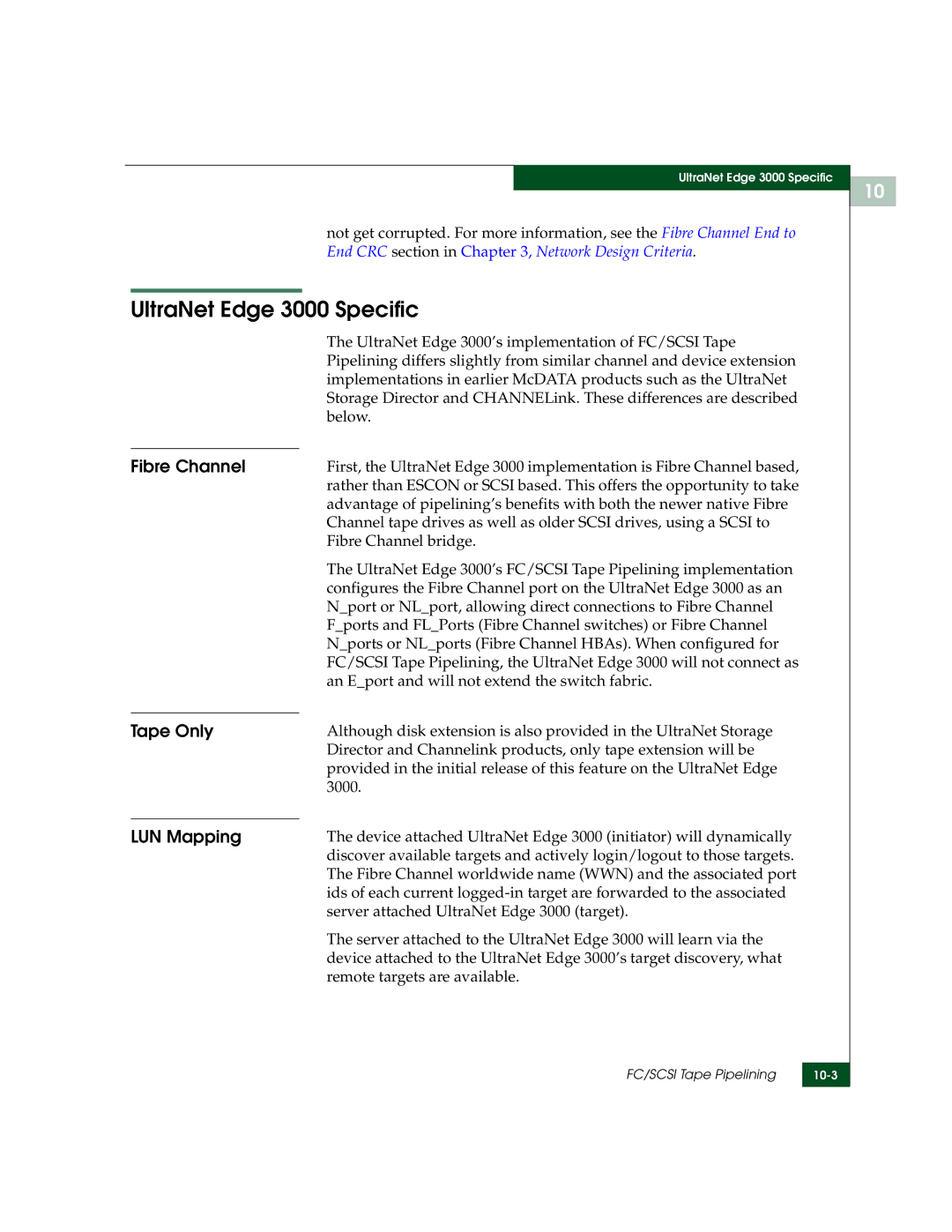 McDATA manual UltraNet Edge 3000 Specific, Fibre Channel Tape Only LUN Mapping 