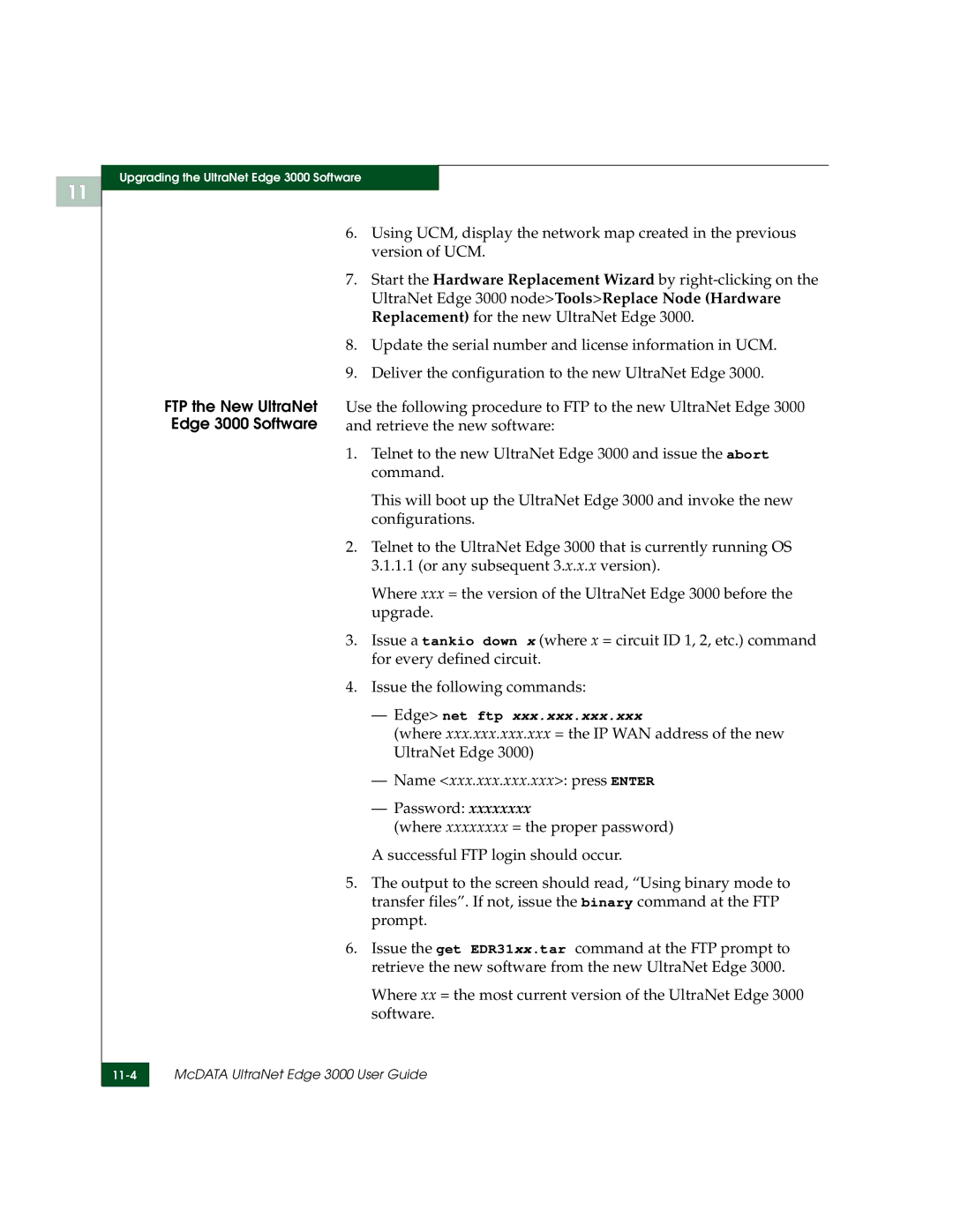 McDATA manual FTP the New UltraNet Edge 3000 Software 