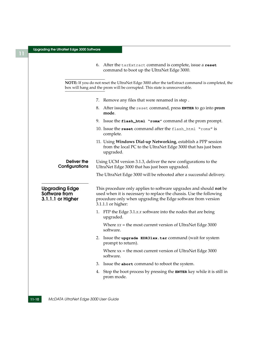 McDATA 3000 manual Upgrading Edge, Software from, Or Higher 