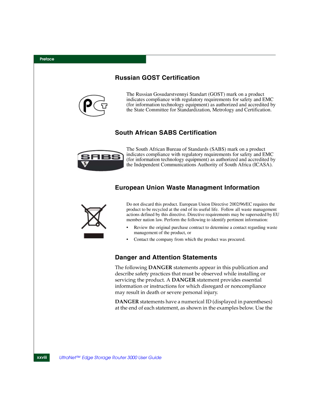 McDATA 3000 manual Russian Gost Certification 