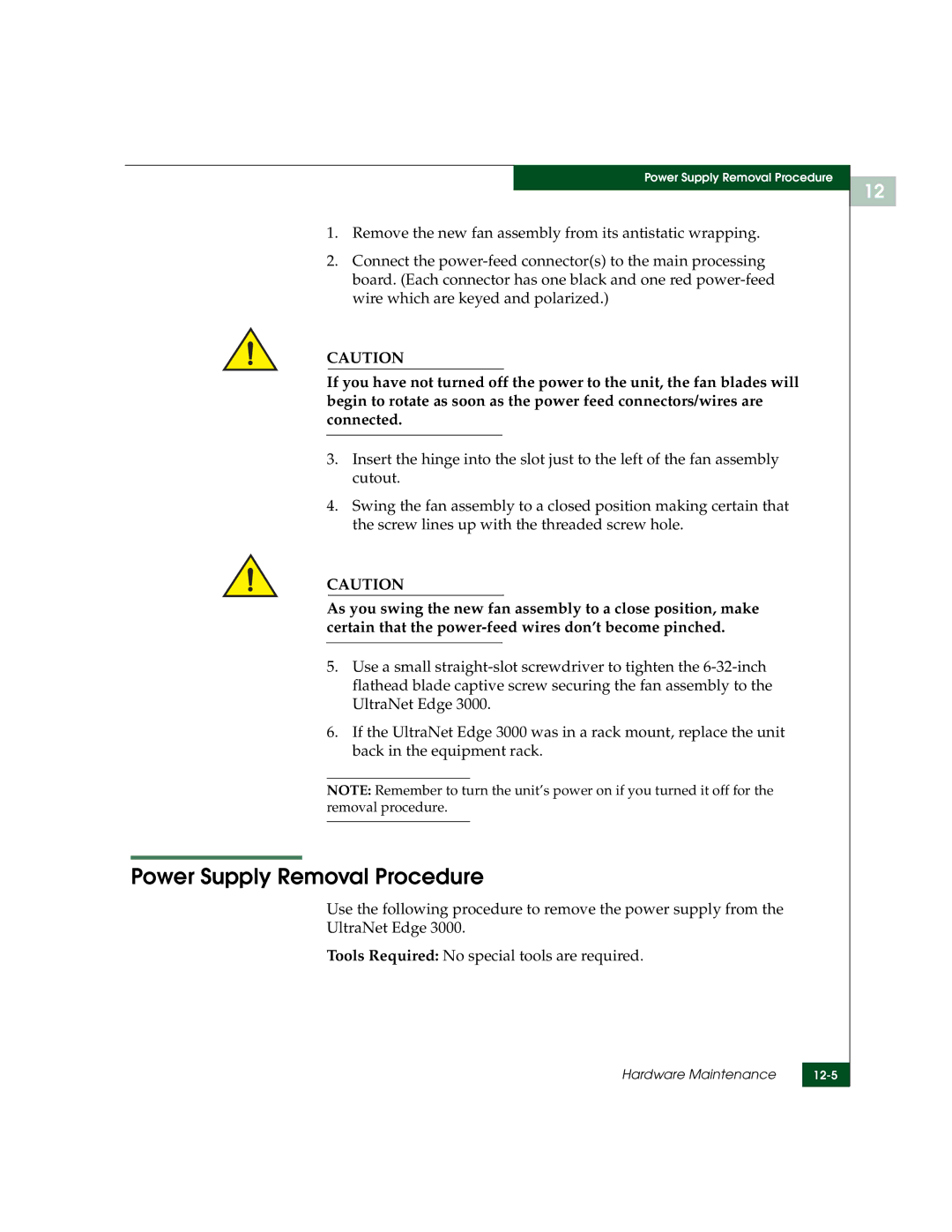 McDATA 3000 manual Power Supply Removal Procedure 